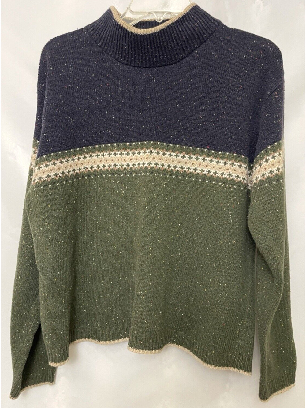 Dressbarn Women’s Size XL Green/Blue Fair Isle Turtleneck Sweater